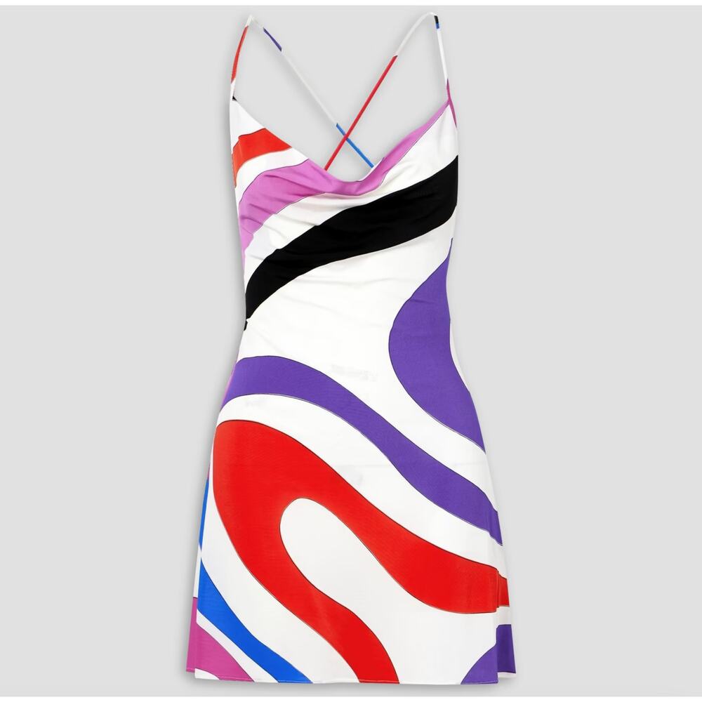 PUCCI Printed Satin-jersey Mini Dress Marmo size 44